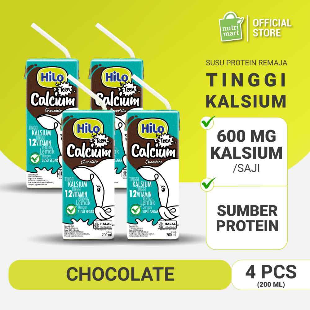 

4 Pack - HiLo Teen UHT Chocolate Milk 200 ml x 4 pcs Ready to Drink (RTD) - Susu Tinggi Kalsium