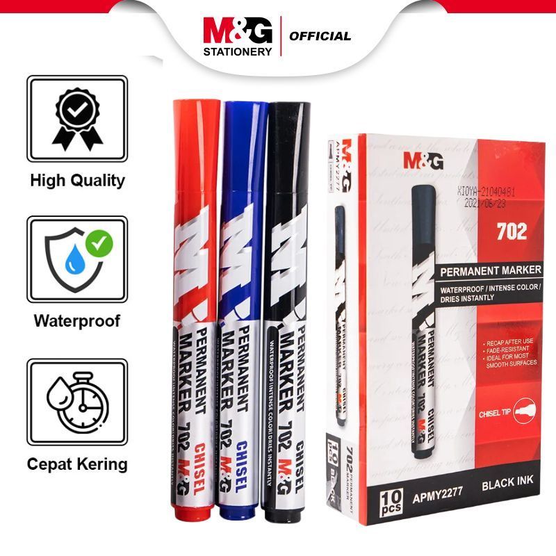 

M&G Spidol Premium Spidol Warna Tahan Air Yang Cepat Kering Spidol Papan Tulis Dapat Dihapus Hitam Biru Merah