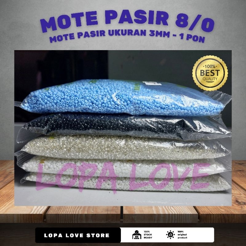 (450 gram) Mote pasir 8/0 - Mote pasir 3mm - Manik pasir - 1 pon