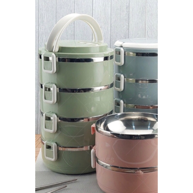 Rantang Stainless Steel 4–3 susun Warna Kombinasi | Rantang Tahan Panas | Rantang Serbaguna | COD