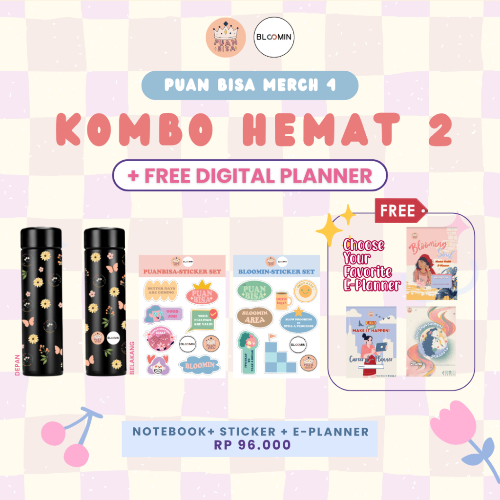 

PUAN BISA【KOMBO HEMAT】Tumbler Thermos + Sticker / FREE E-Planner