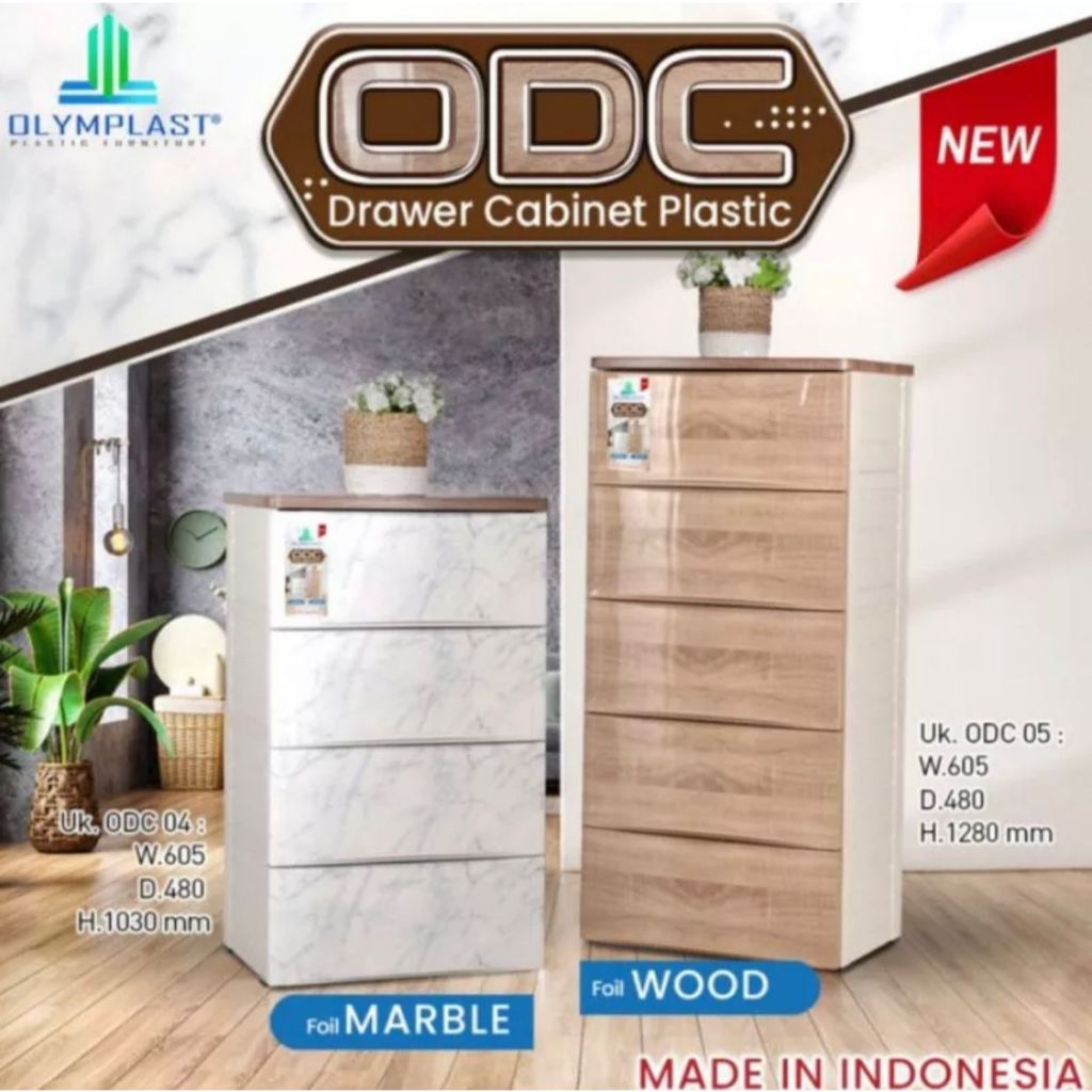 Lemari Plastik Drawer Kabinet Olymplast ODC Marble & Wood