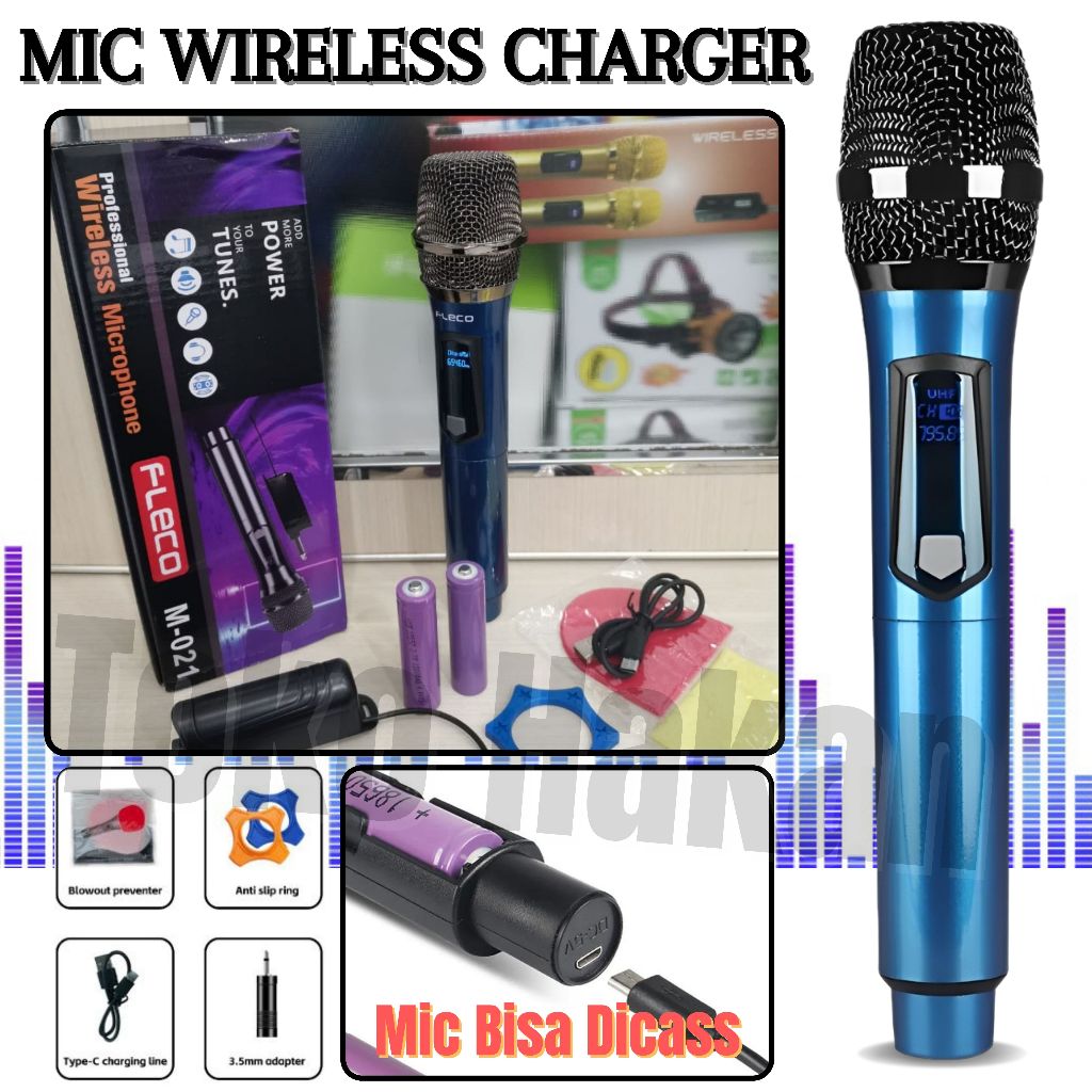 Microphone Wireless / Mic Tanpa Kabel Fleco F-M021 / Mic Wireless / Mic Karoke / Mic Bluetooth ~ TH