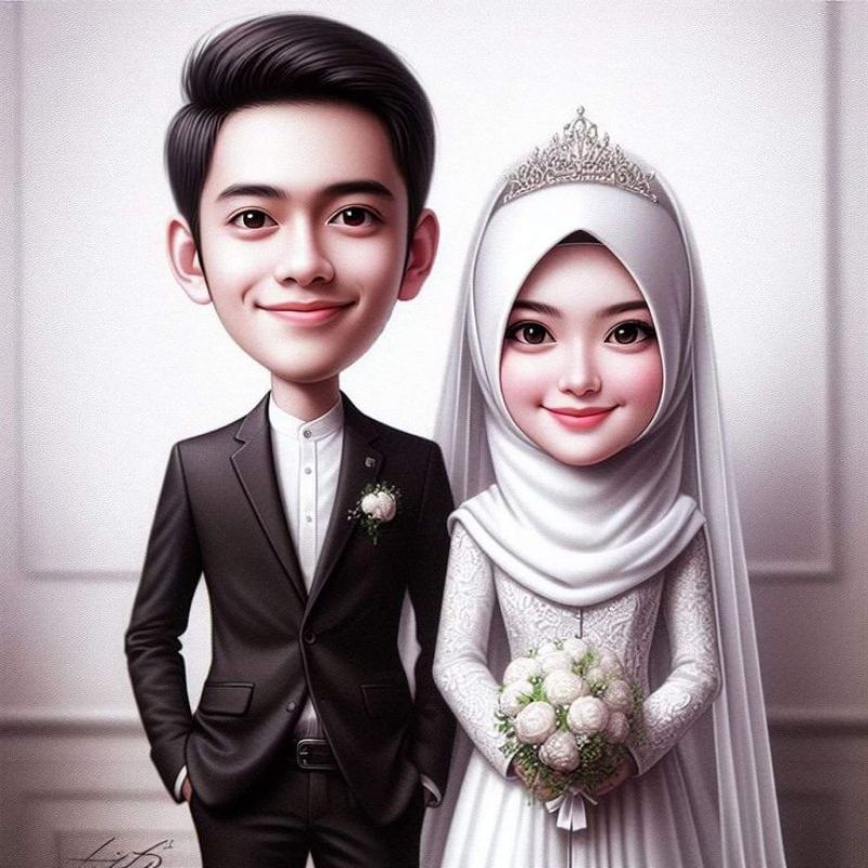 Jasa Edit Foto Karikatur | Pengantin 10k perwajah