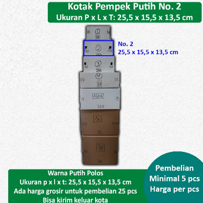 

(READY STOK) Kotak Kardus Karton Packing Pempek Putih No. 2 GROSIR
