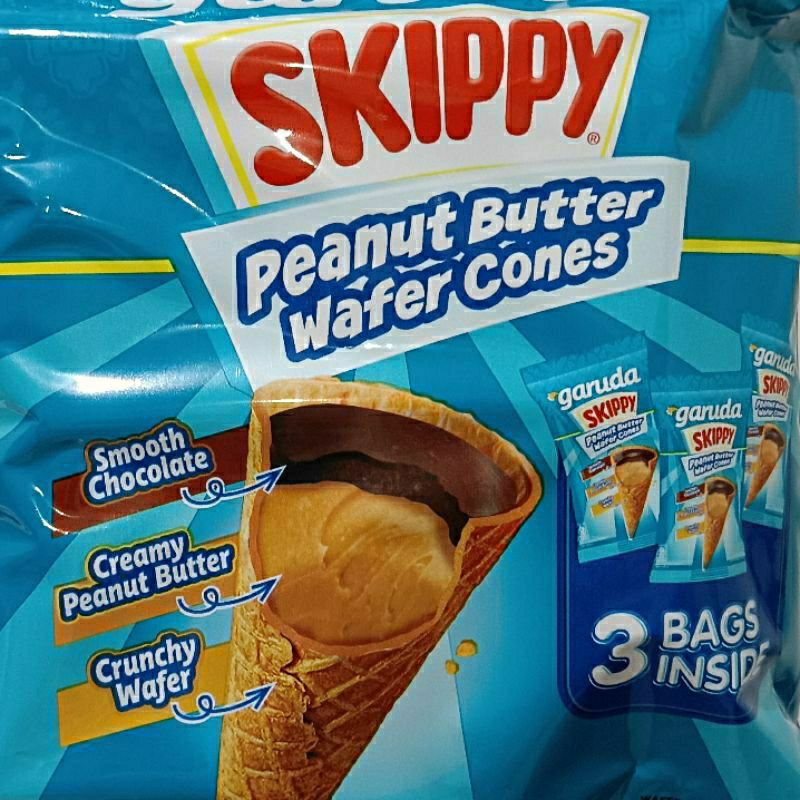 

SKIPPY PEANUT BUTTER WAFER CONES 1 PACK ISI 3 BUNGKUS 15 GRAM