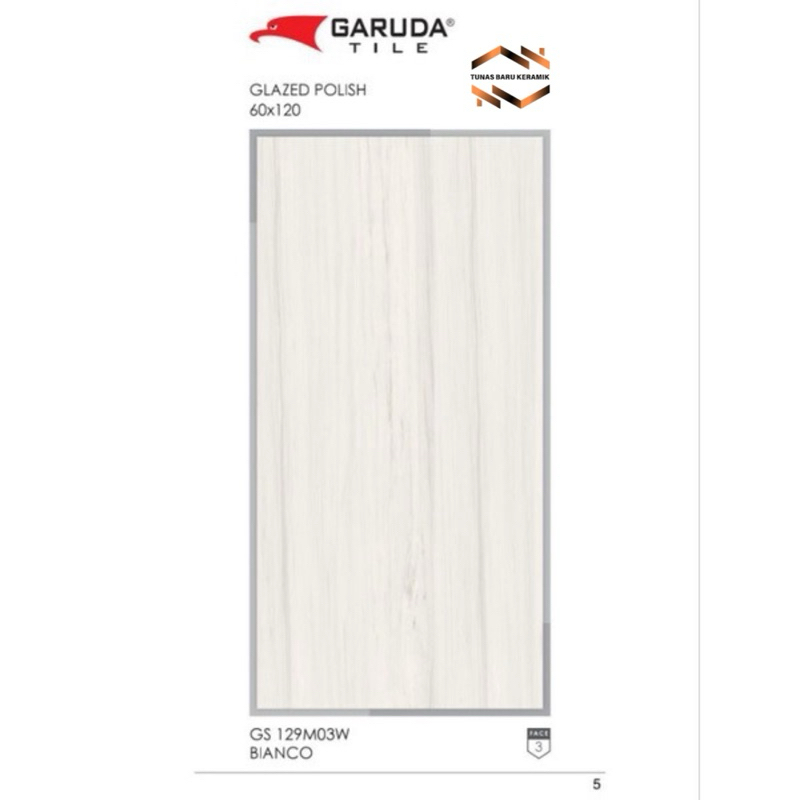 Granit lantai 60x120 Garuda Tile Bianco | Glossy