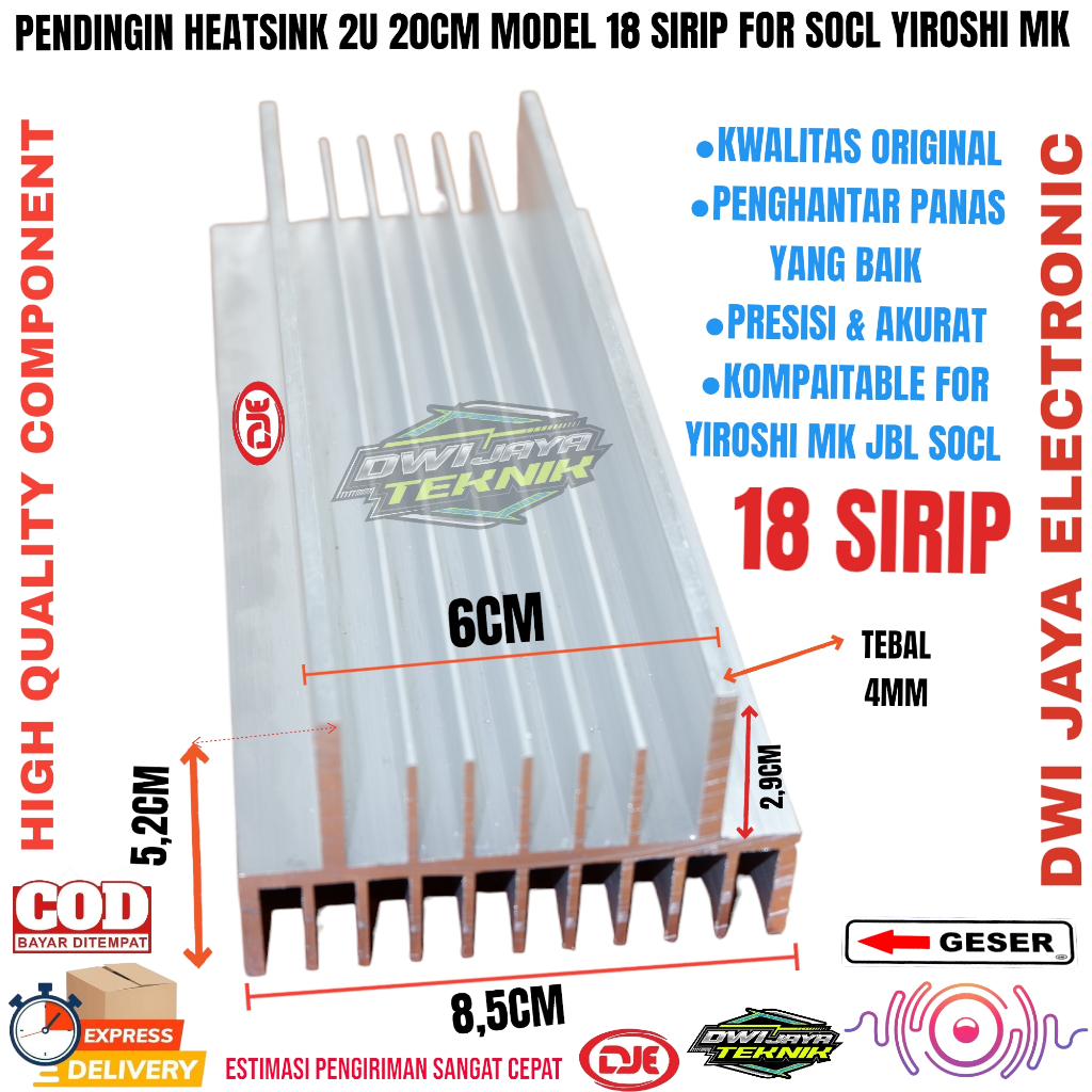 Heatsink pendingin 2u 20 cm built up 18 sirip hs 2u 20cm heatsink