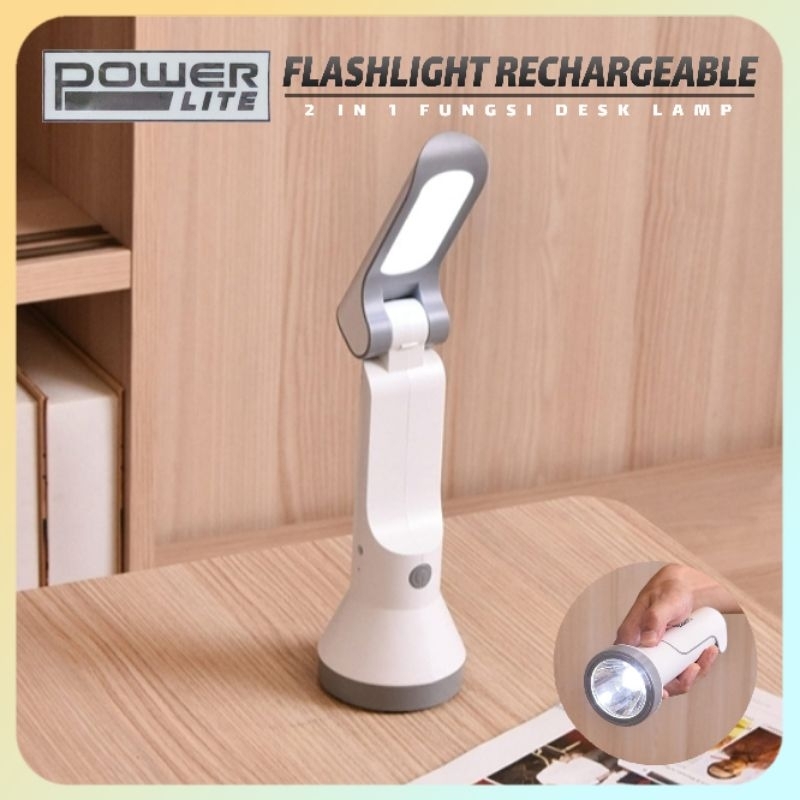 SENTER LED LAMPU MEJA CHARGE POWER LITE | FLASHLIGHT WITH DESK LAMP