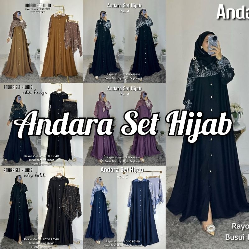 ANDARA SET HIJAB (LABEL SAVNA) | GAMIS SET HIJAB RAYON ADEM TEEBARU KEKINIAN