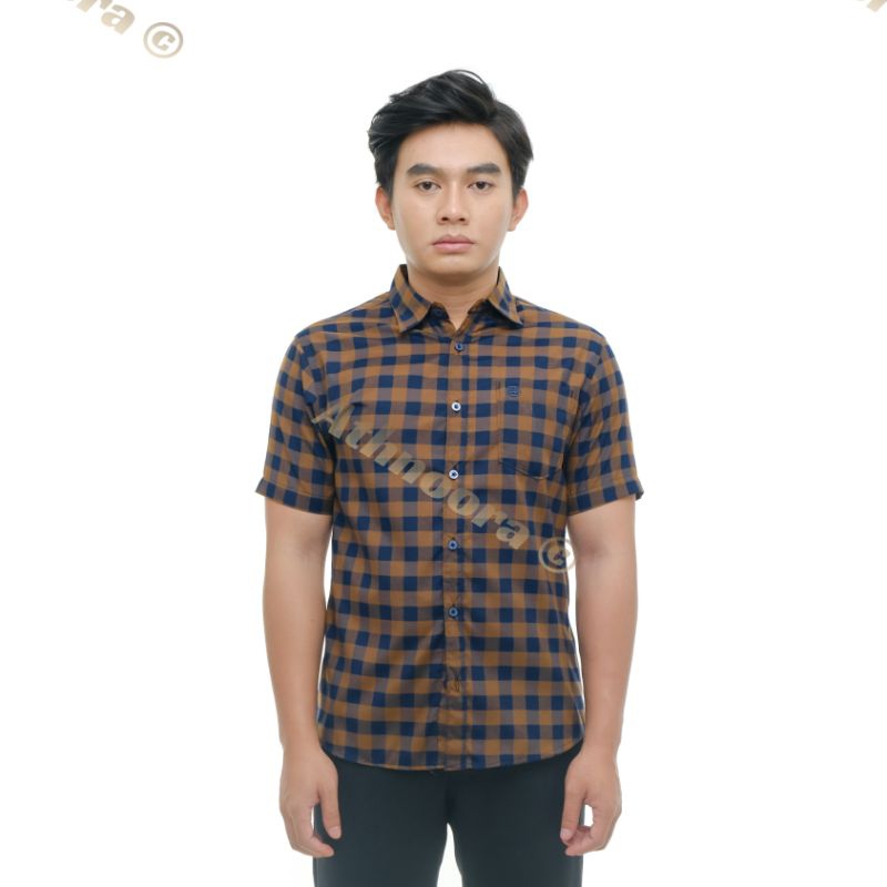 ATHR - kemeja pria motif kotak kotak lengan pendek / kemeja lengan pendek motif kotak kotak pria ter