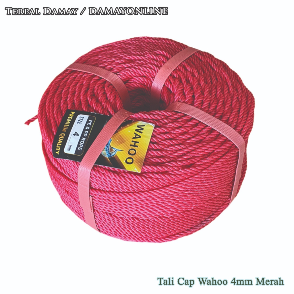 

Tali Tambang PE Cap Wahoo 4mm Merah / Rol ( Harga Per Rol )