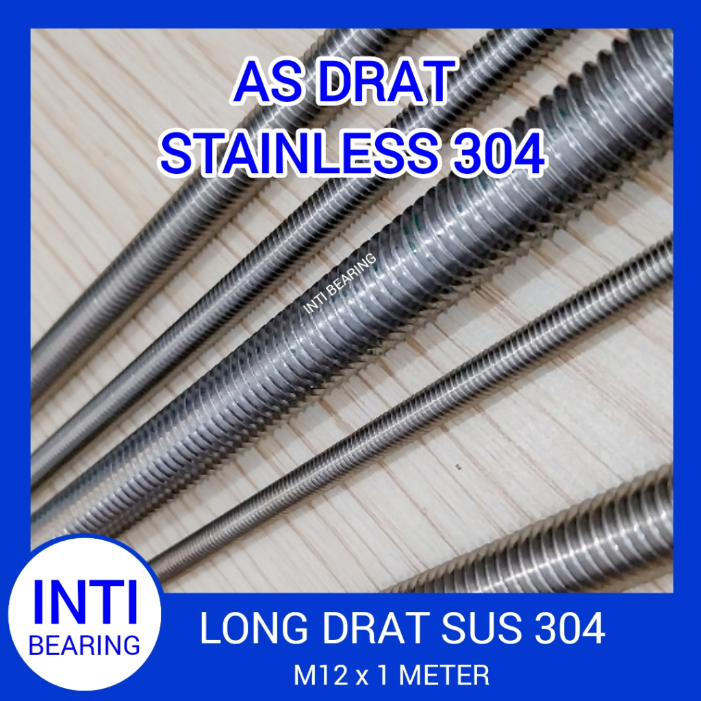 AS DRAT STAINLESS M12 SUS 304 1 METER LONG DRAT 12mm STUD BOLT AS ULIR 12 mm 1meter SS 304 THREADED 