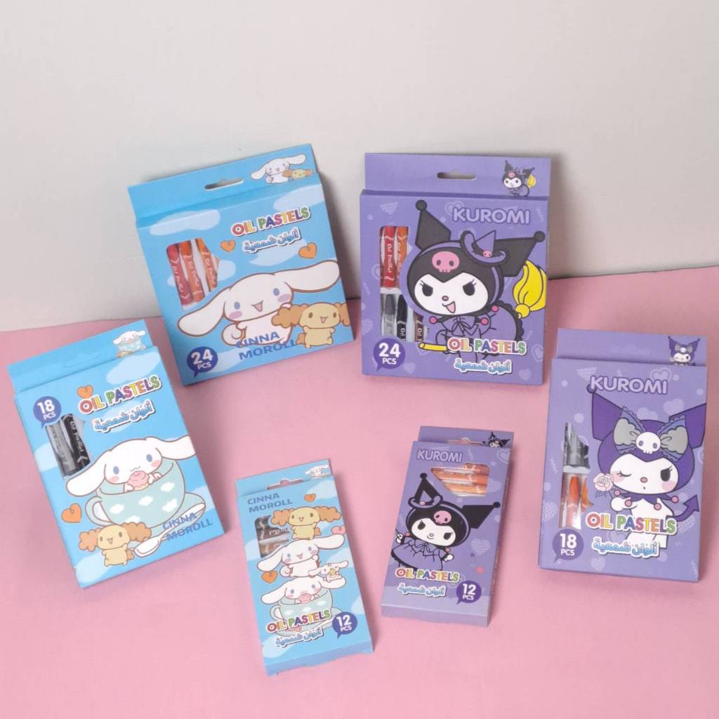 

Krayon Oil Pastel 12/ 18/ 24 Warna Sanrio Viral Kuromi Cinnamoroll untuk Mewarnai / Souvenir Anak