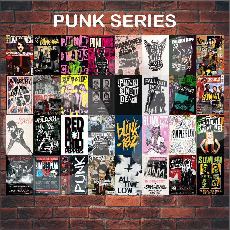 POSTER PUNK / POSTER BAND / POSTER DINDING AESTHETIC / MURAH ISI 32 LEMBAR / DESAIN GAYA PUNK UNIK /