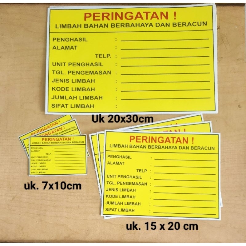 Stiker Label Limbah B3, stiker Limbah B3 - BAHAN VINIL (ANTI AIR)