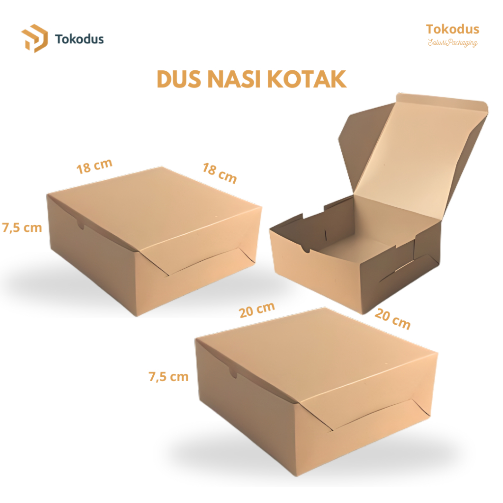 (Bisa Satuan) Dus Nasi Kotak/Box Cathering/Kotak Makan Nasi Kraft Tebal Premium - Tokodus Bandung