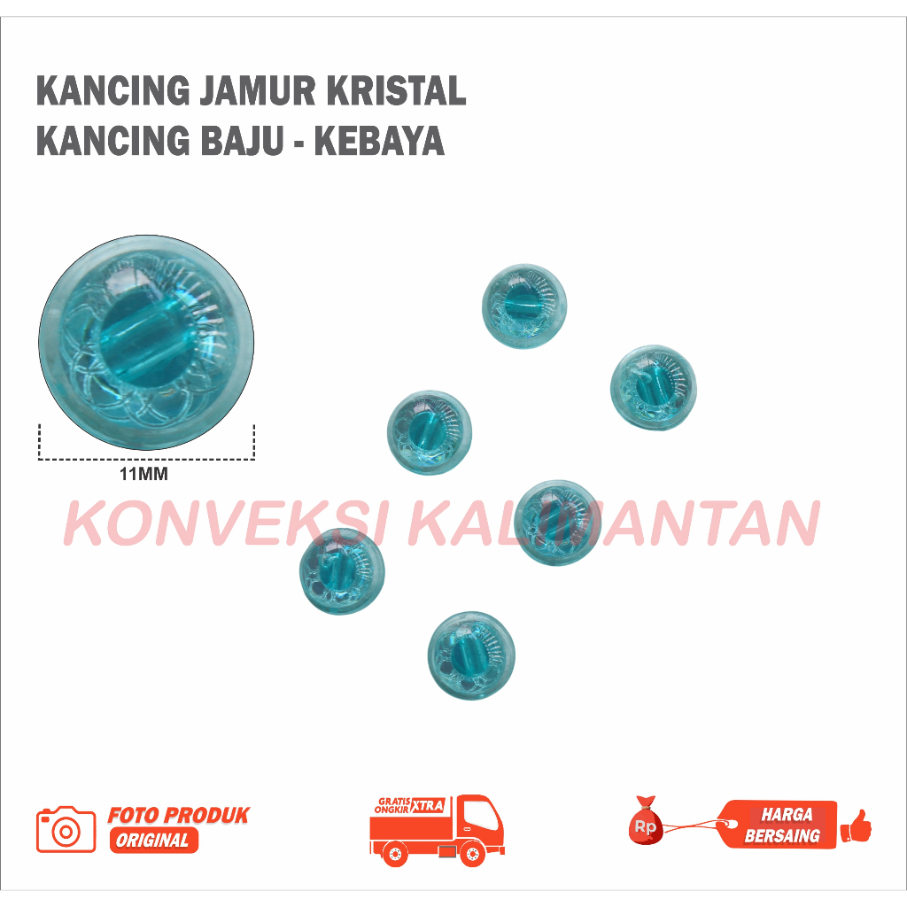 KANCING JAMUR KRISTAL / KANCING BAJU / KEBAYA POLARIS - PER GROSS