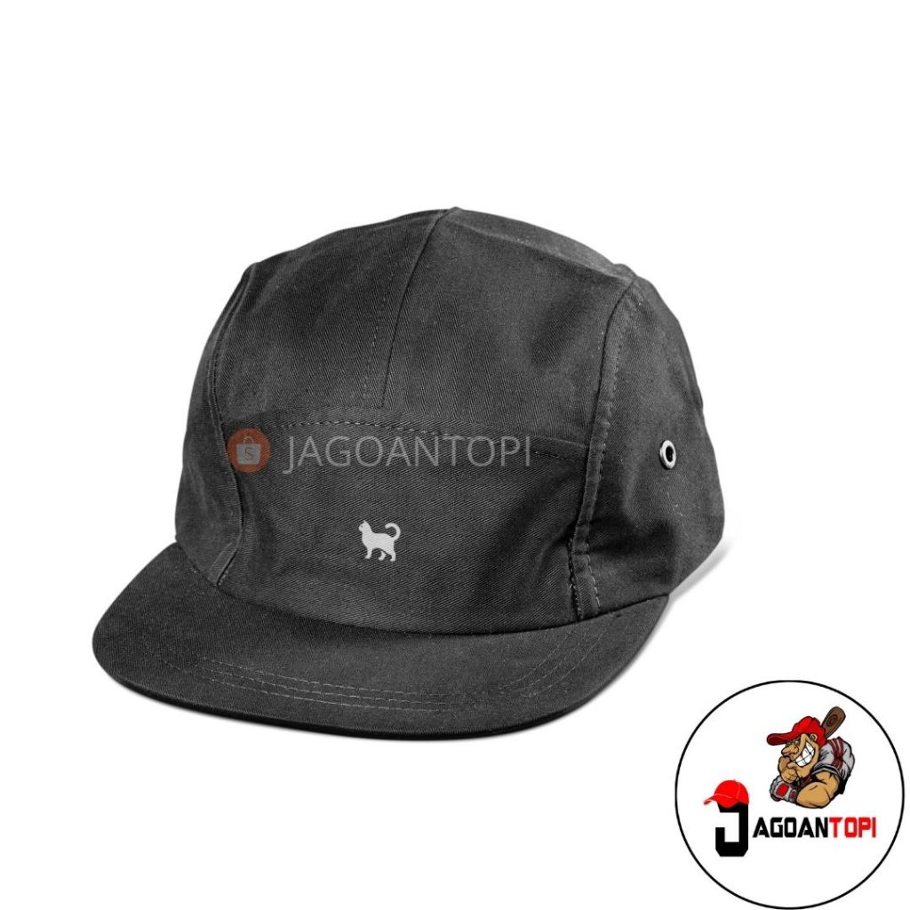 Topi 5 Panel Pria Cat Hitam - Intis