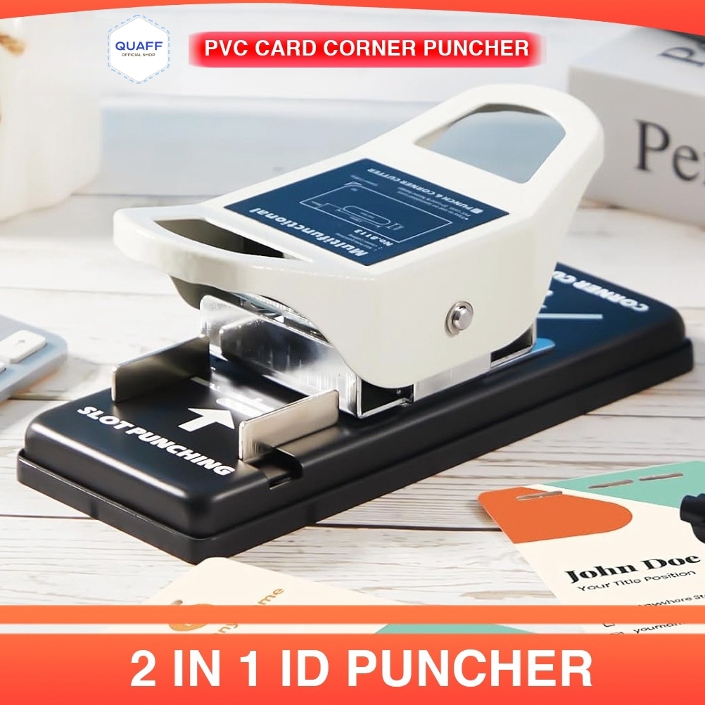 

2 in 1 Alat Pembuat Lubang Kartu ID PVC Sudut & Oblong Cocok untuk kartu PVC, kertas, foto
