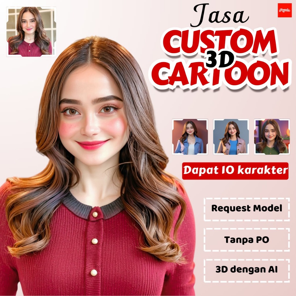 Jasa Karikatur Karakter Jasa Edit 3D Cartoon Karikatur Wajah Custom Untuk Kado Wisuda Perpisahan Ula