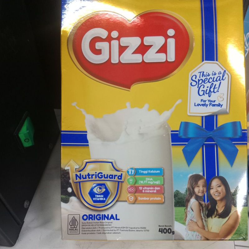 

GIZZI SUSU RASA PLAIN TINGGI KALSIUM 400gr kaya DHA beli 1 gratis toples cantik