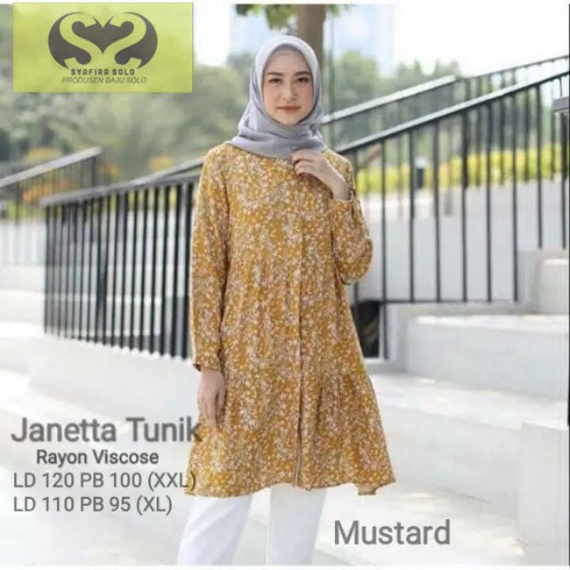 PROMO JANETTA TUNIK/ATASAN WANITA MOTIF BUNGA RAYON JUMBO LD 100-110-120