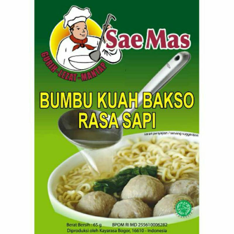 

Saemas Bumbu Kuah Bakso Rasa Sapi 65 Gram ( 1 Dos isi 100 bks )