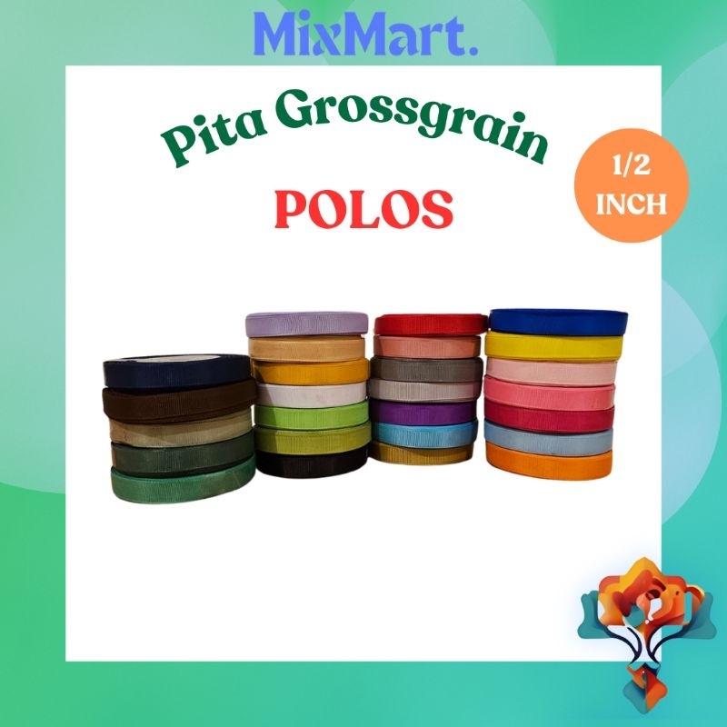 

Pita Grossgain POLOS 1/2 inch (1 cm) Import panjang 20 yard (18 meter)