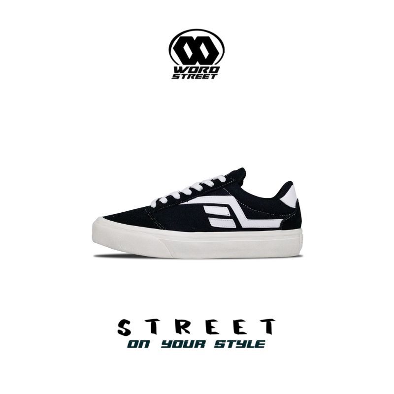 Wordstreet - Sepatu Pria l Wanita Aether Black Vulcanized Skate Shoes - FE4