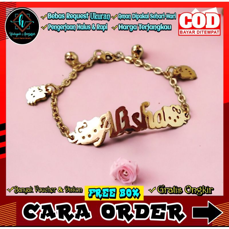 (Bisa COD) Gelang Nama Anak Hello Kitty Aksesoris Bayi Balita Fashion Kids Perempuan Unik Lucu Termu