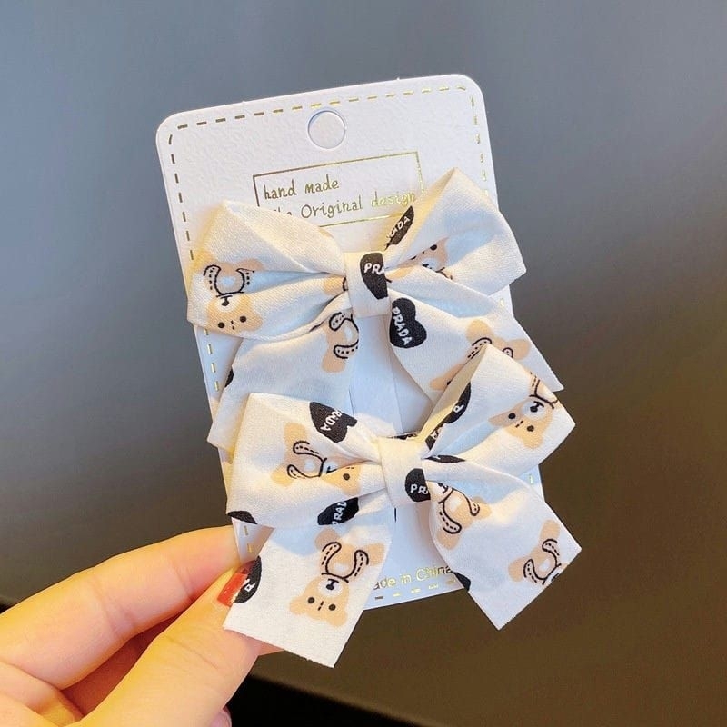 JEPITAN RAMBUT PITA ANAK 2PCS MOTIF BERUANG COKLAT / JEPIT RAMBUT PITA LUCU ANAK MODEL KOREAN