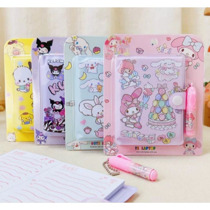 

Buku diary kancing Sanrio /cute mini notebook 2in1