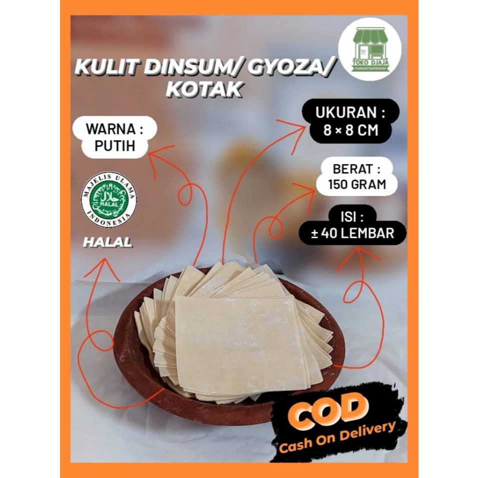 

Kulit Dimsum Kotak Kemasan 150 gram Warna Putih 8cm x 8cm Tipis Kulit Siomay Gyoza Enak Halal