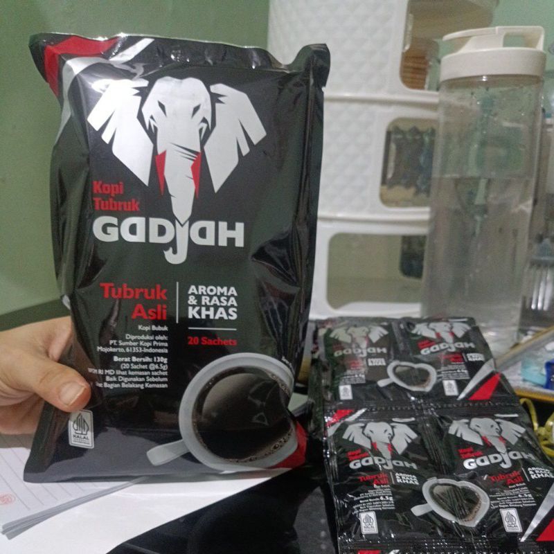 

Kopi tubruk gadjah asli 1 pouch 6.5gr*20 sachet