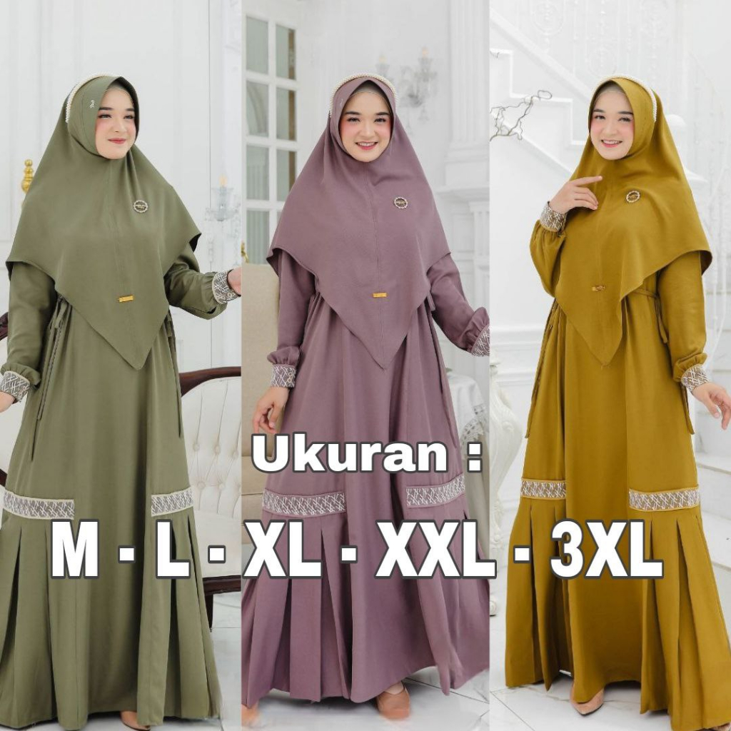 GAMIS SYARI SET HIJAB WAROHMAH SYAR'I FASHION MUSLIM WANITA TERBARU BAJU MUSLIMAH DRESS MAXI BUSUI F