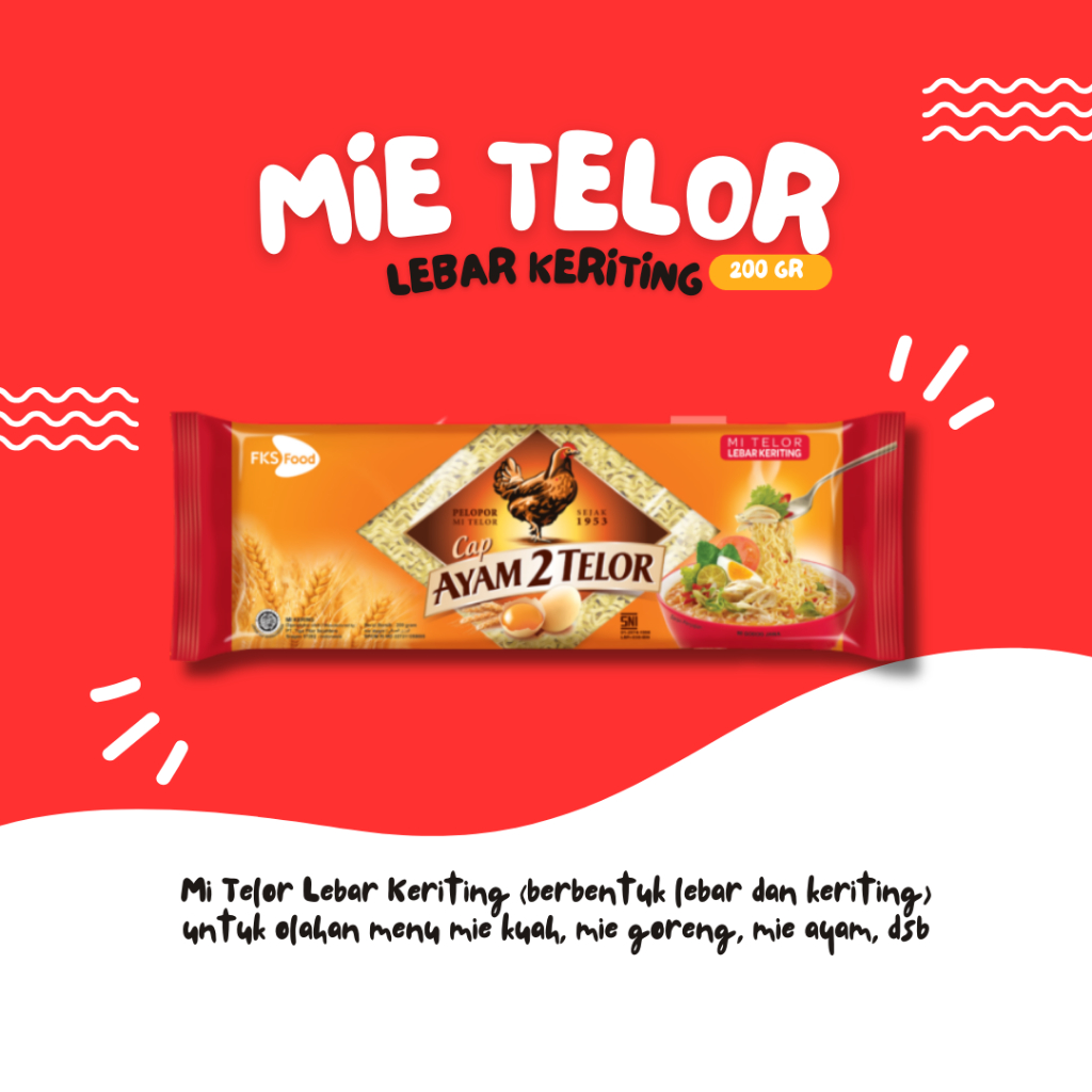 

Mie Cap Ayam 2 Telor Lebar Keriting 200 gr