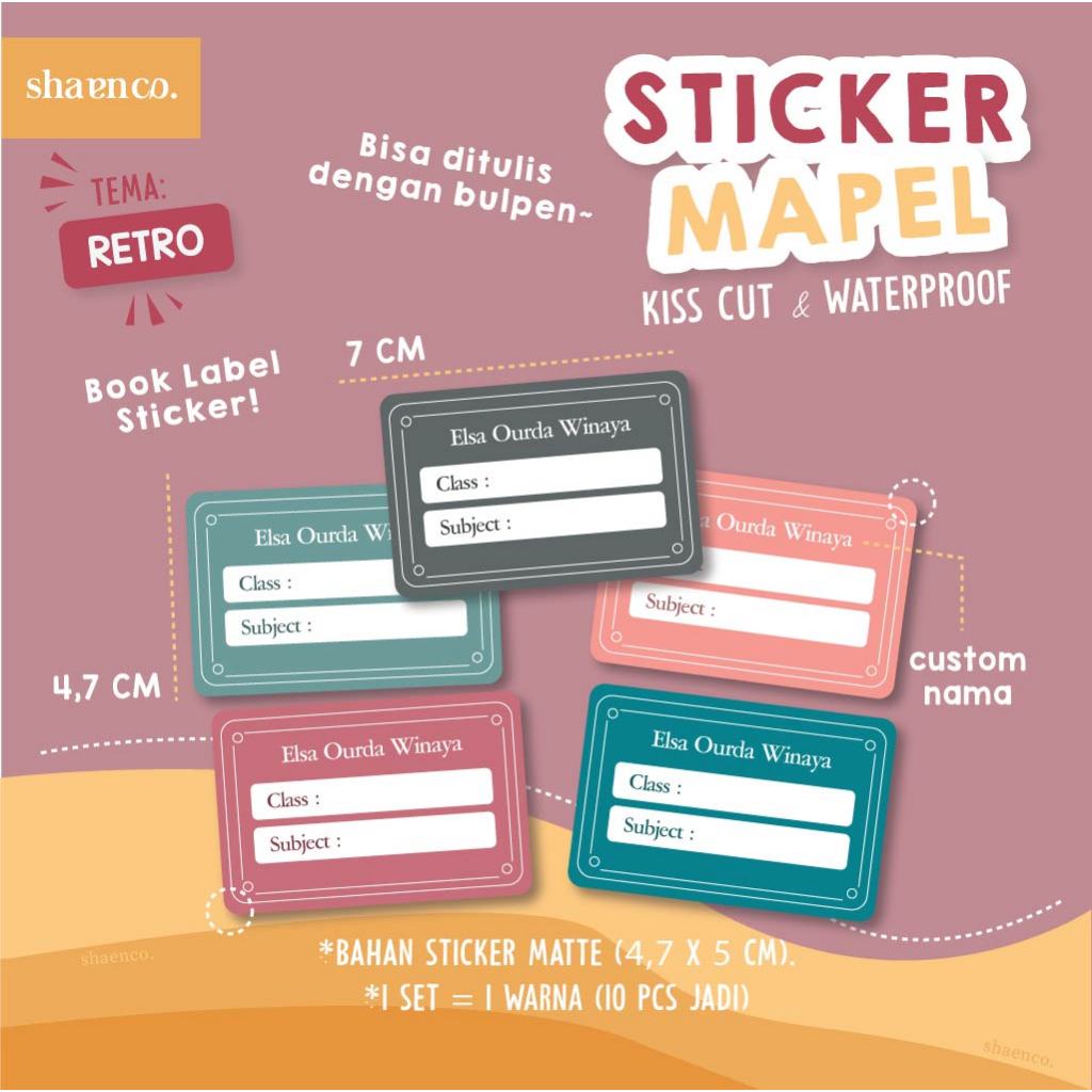 

STIKER MAPEL LABEL BUKU PELAJARAN SEKOLAH BOOK LABEL STICKER TEMA RETRO