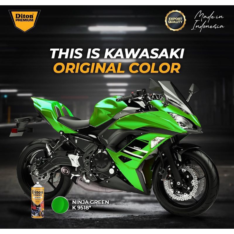 Pilok Hijau Ninja Green N 9518 * Paket Diton Premium 4KLG Cat Semprot Sepeda Motor Mobil Velg Helm B