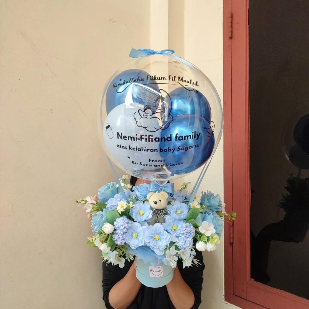 Buket Balon Bunga Bucket Balon Bunga Boneka