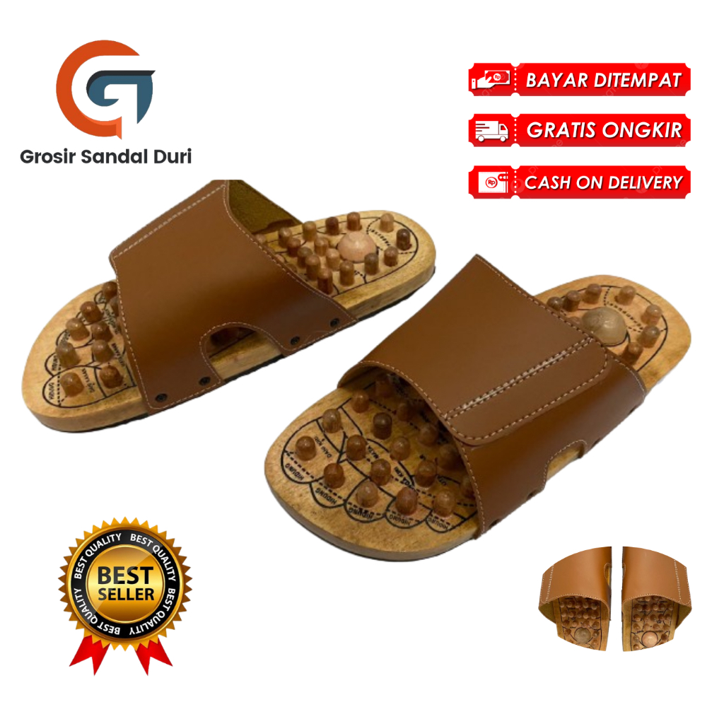 Sendal Kayu Kesehatan Sandal Refleksi Rematik Pria dan Wanita Sandals Duri Berkhasiat Sandals Terapi