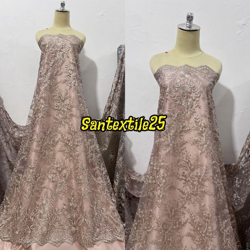 Kain Tile Bordiran Tebal/Kain Tile Bahan Brukat Kebaya/Brukat Kebaya Halus Dan Termurah/Bahan Kebaya