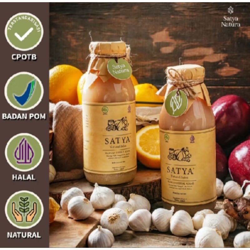 

SATYA ( 2BOTOL ) jus bawang putih tunggal cuka apel jahe merah lemon madu hutan Asli BAHAN
