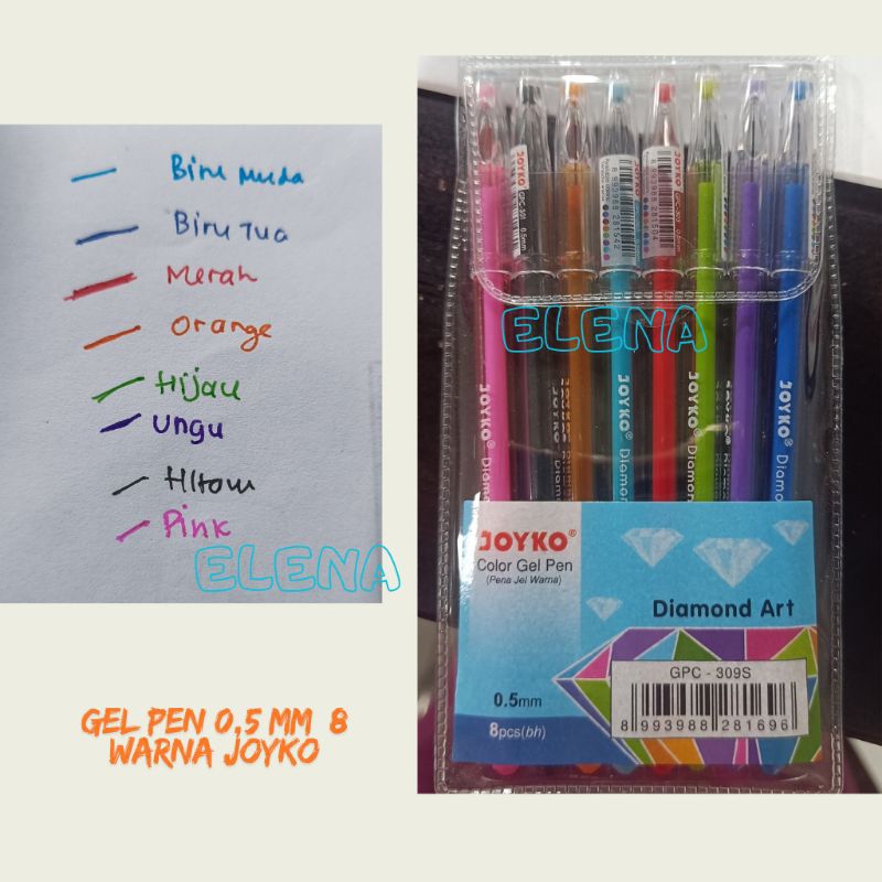 

gel pen color 0,5mm/ gel pen 8 colors joyko/pulpen gel 8 warna