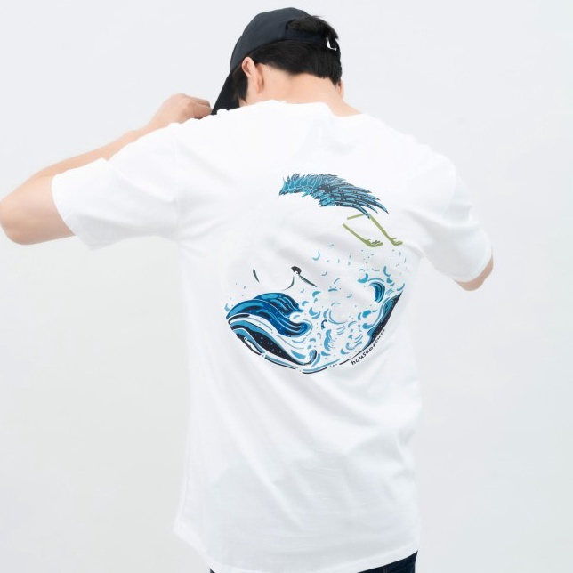 Houseofcuff Tshirt Kaos Putih Motif Bangau Laut Tersedia Size S4XL  S