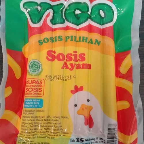 

Sosis Ayam Vigo 500gr panjang isi 15 batang