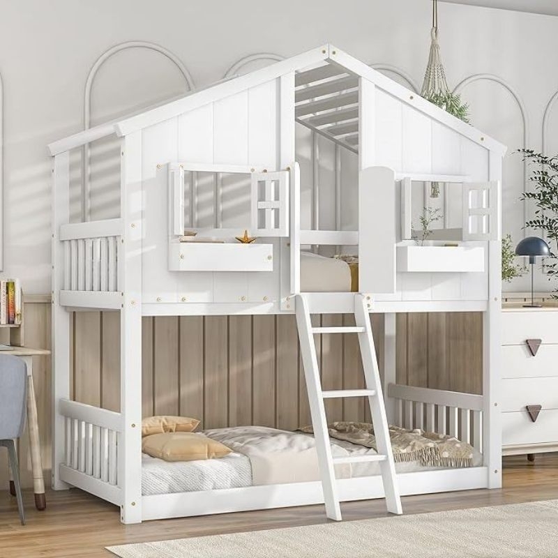 Tempat tidur anak tingkat model rumah, Bunk bed house, Ranjang tingkat model rumah,