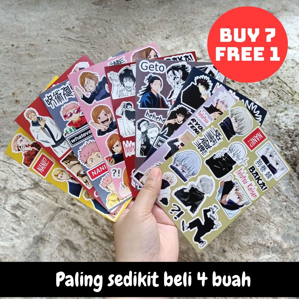 

(PROMO BELI 7 GRATIS 1) Sticker Anime Jujutsu Kaisen Kimetsu No Yaiba| Stiker Haikyuu One Piece Tokyo Revenger Jujutsu kaisen AOT JJK Aesthetic Deco Aesthetic Jurnal A6