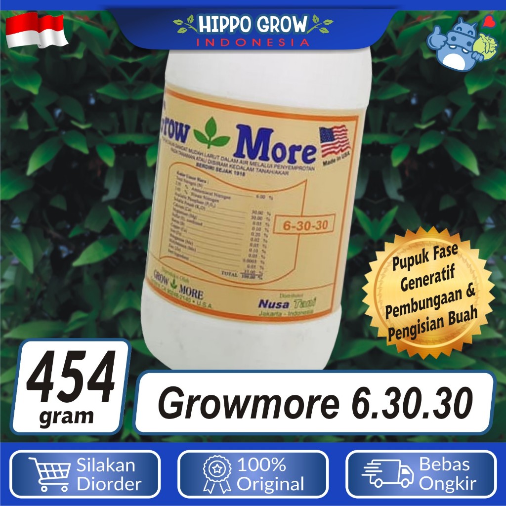 Growmore - Pupuk NPK Grow More 6 30 30 Tanaman Buah Besar Padat Original Kemasan Botol Pabrik