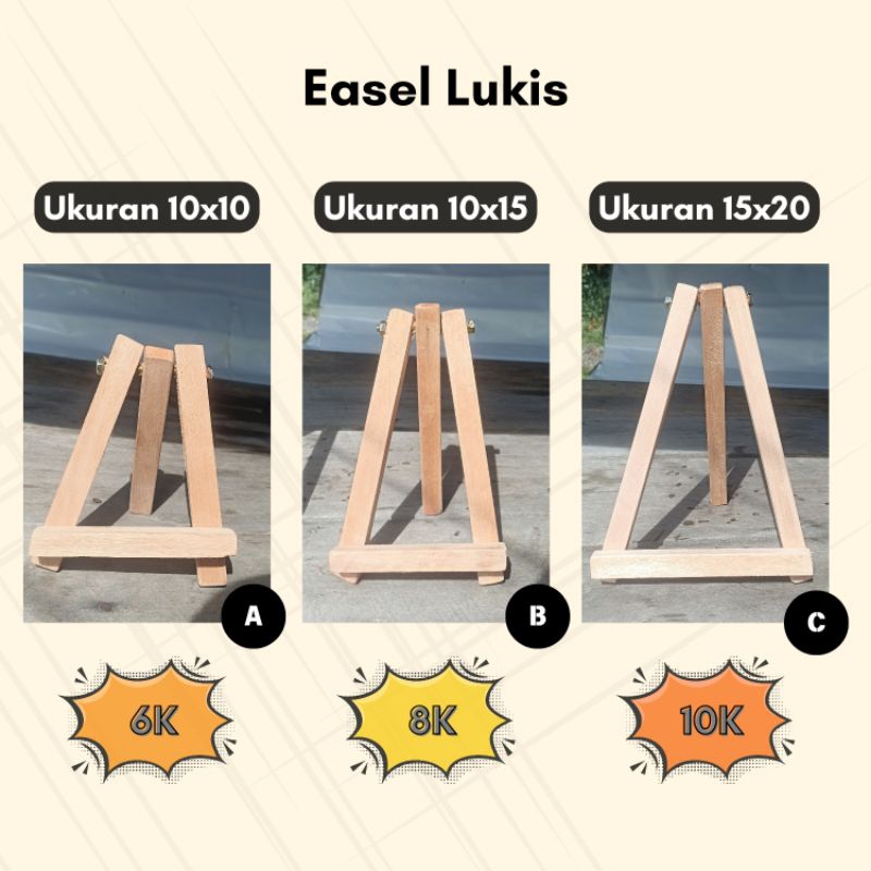 

Easel lukis handmade - ukuran 10x10 cm, 10x15 cm dan 15x20 cm